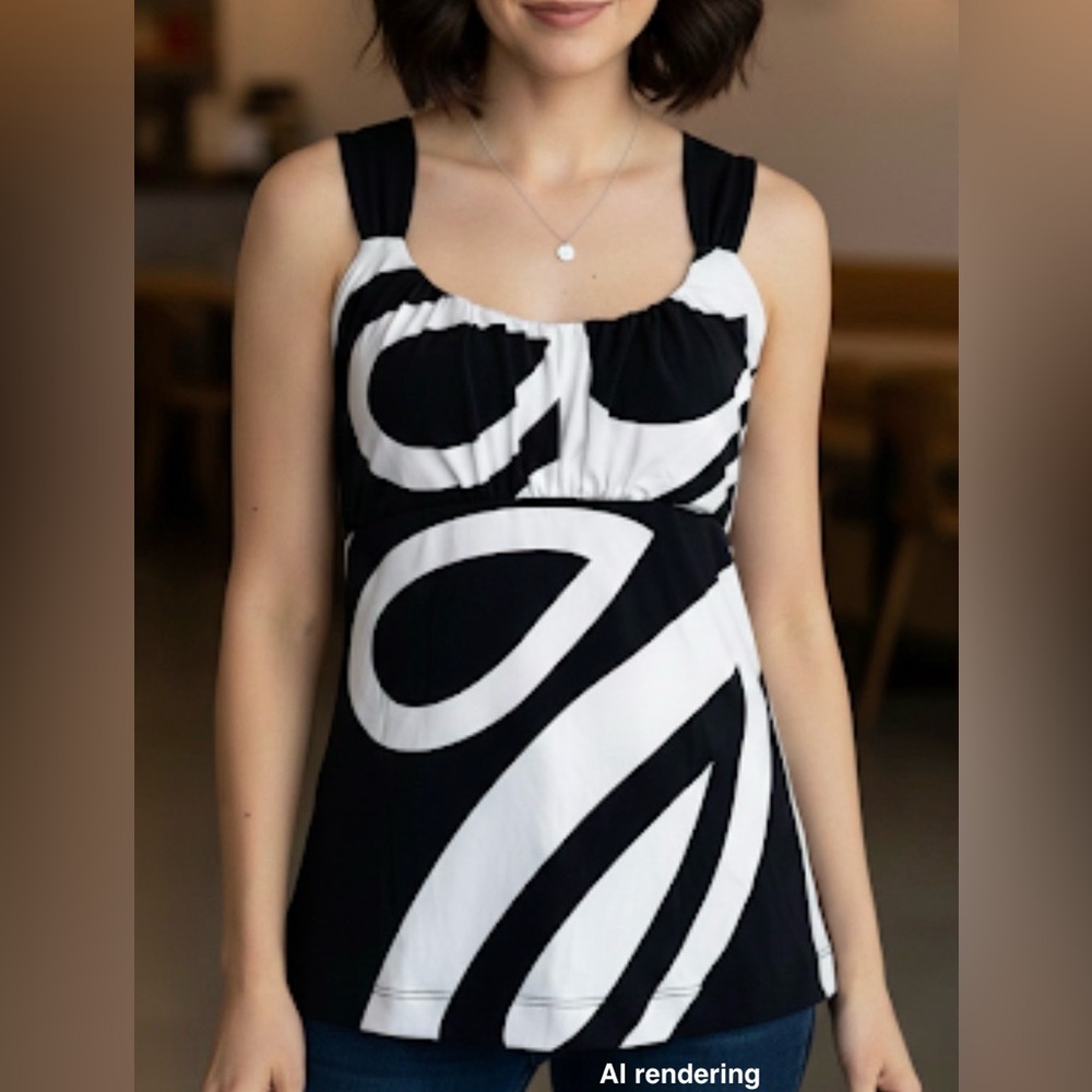 WHITE HOUSE BLACK MARKET Black & White Print Signature Knits Camisole | Medium